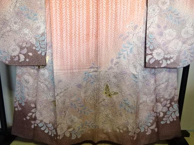 岡田様 振袖　総絞り辻が花　サ-モンピンク