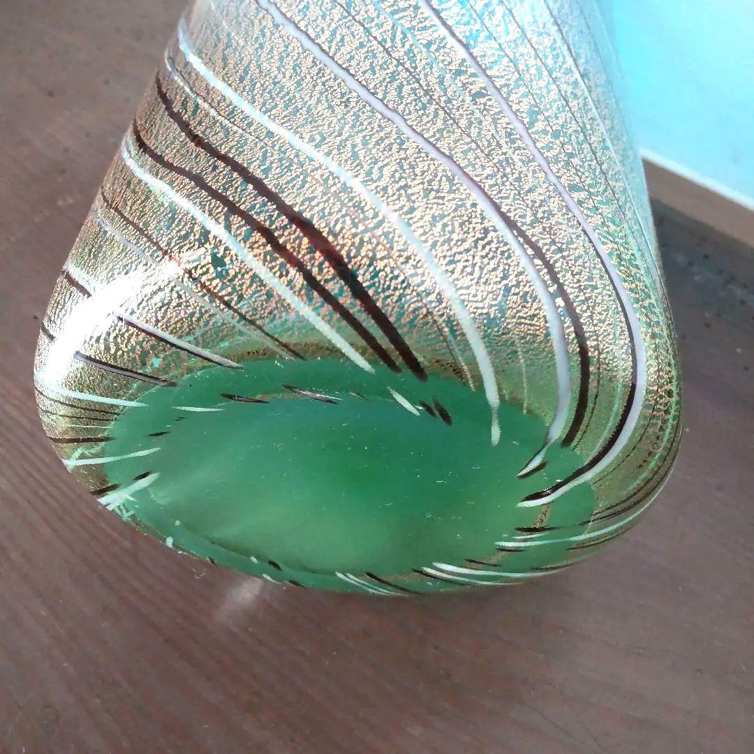 深海の輝き　工芸硝子　花びん　ガラスアート　金箔入りフラワーベース