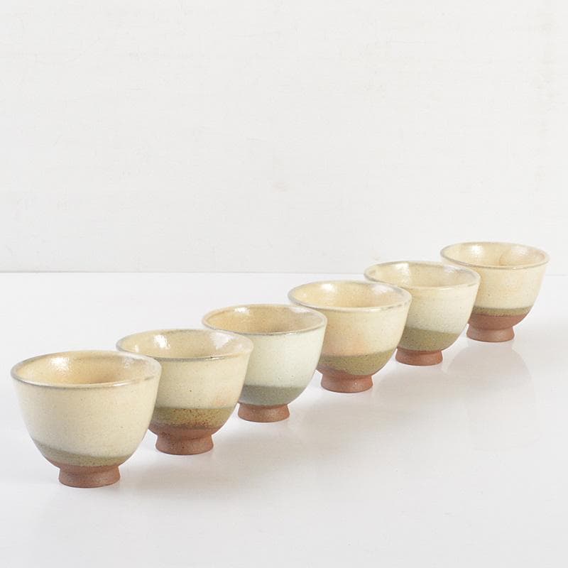 煎茶道具　萩焼　敬月作　粉引煎茶碗　6客　共箱　V　R6688