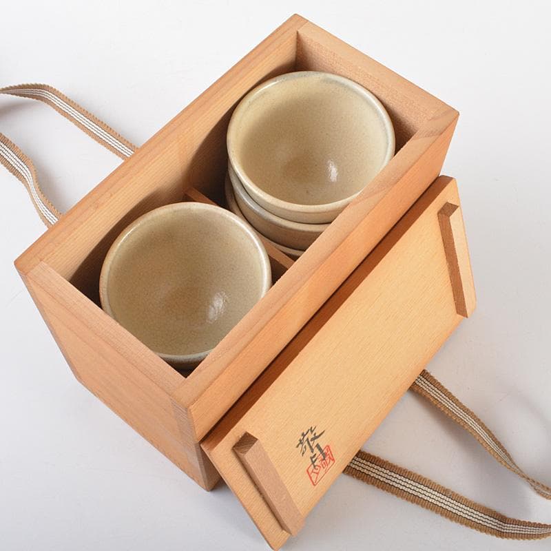 煎茶道具　萩焼　敬月作　粉引煎茶碗　6客　共箱　V　R6688