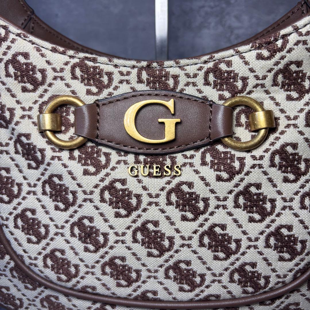 【極美品】GUESS ゲス　ショルダーバッグ ロゴ柄 ブラウン ワンショルダー