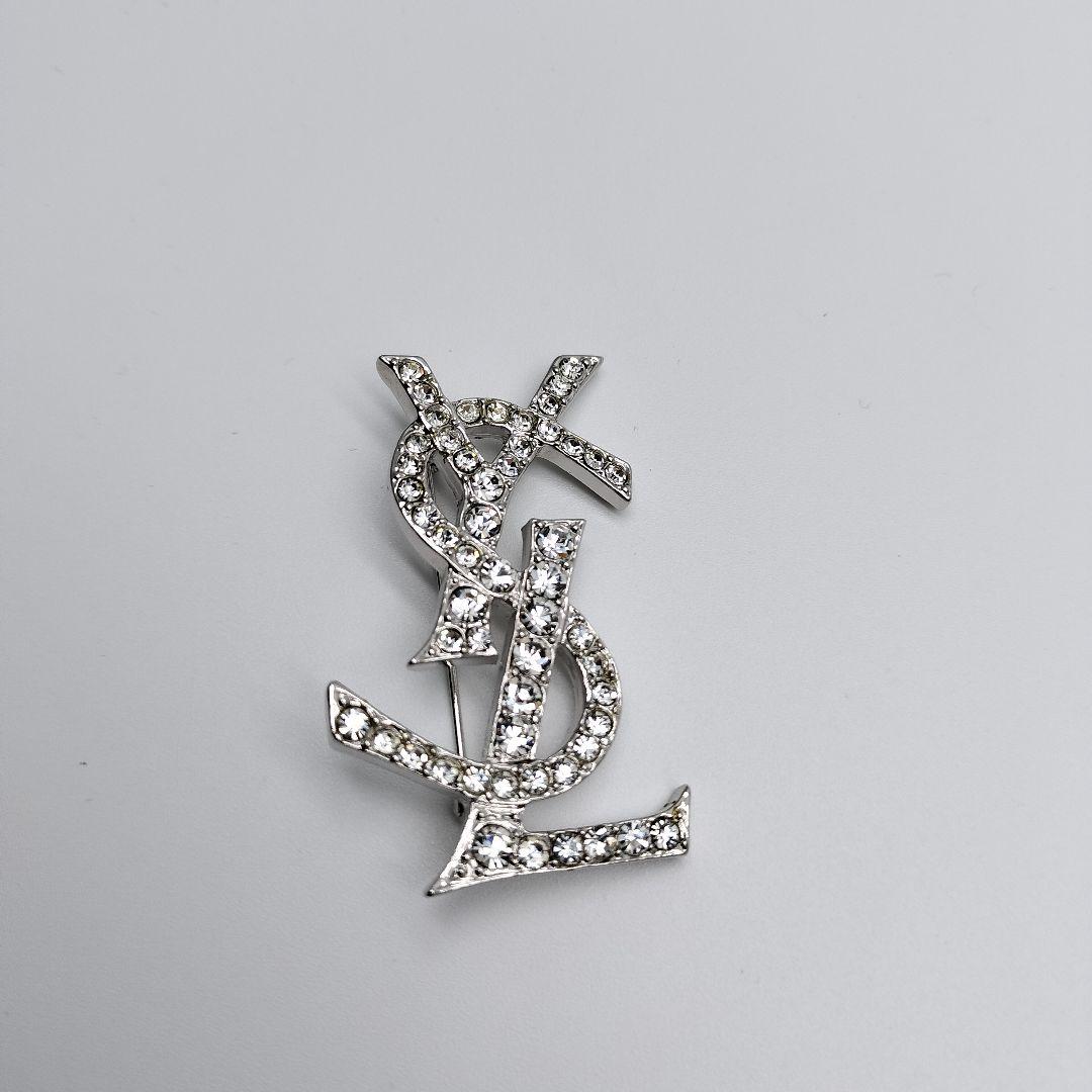 サンローラン YSL ロゴ ブローチ 銀 シルバー