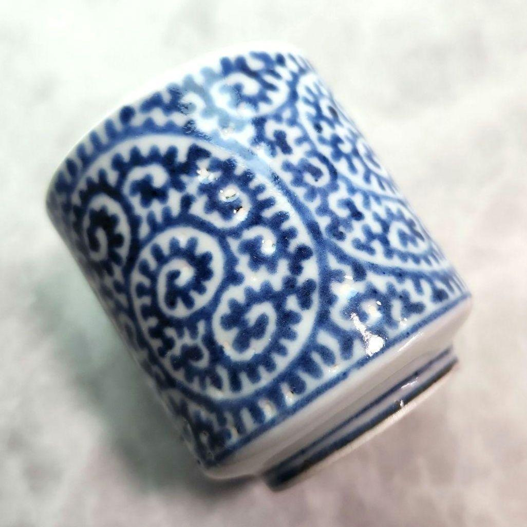 古伊万里　染付　蛸唐草　覗き　小猪口　江戸時代　向付　猪口　骨董　アンティーク