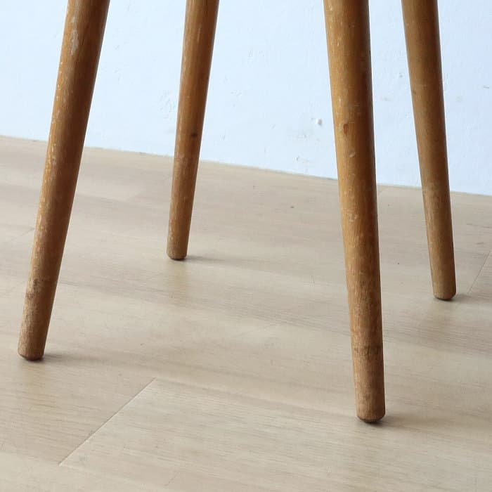 アンティーク 木製 赤 丸スツール 古家具 ブナ リング レトロ