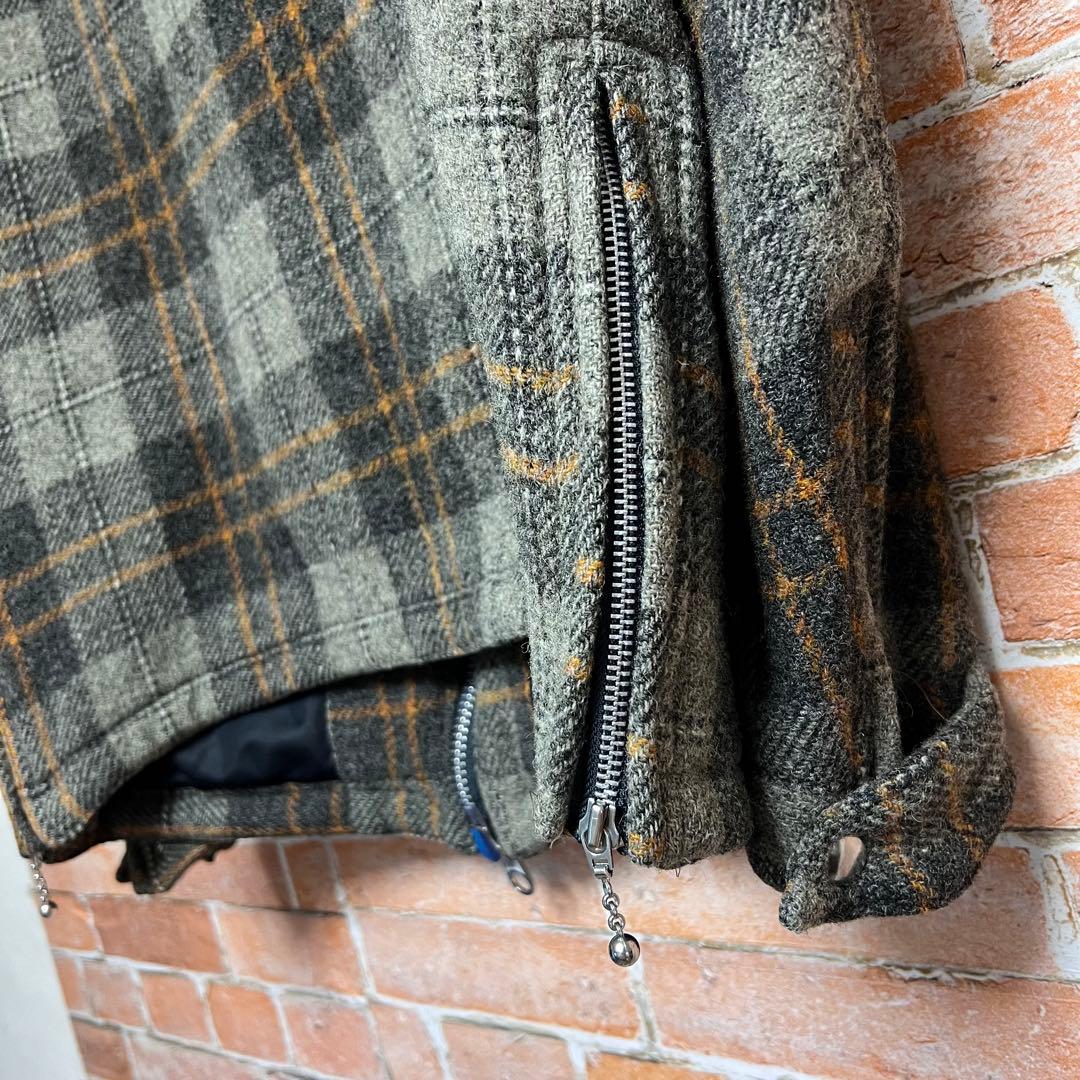 ローライダーxハリスツイード　シングルライダースツイードチェックジャケット