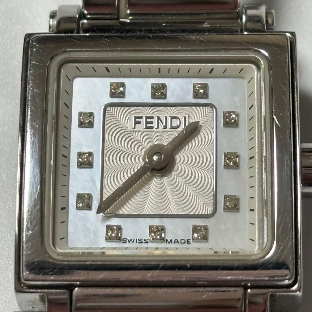 FENDI クアドロ 12Pダイヤ ウォッチ レディース 腕時計 電池交換済み