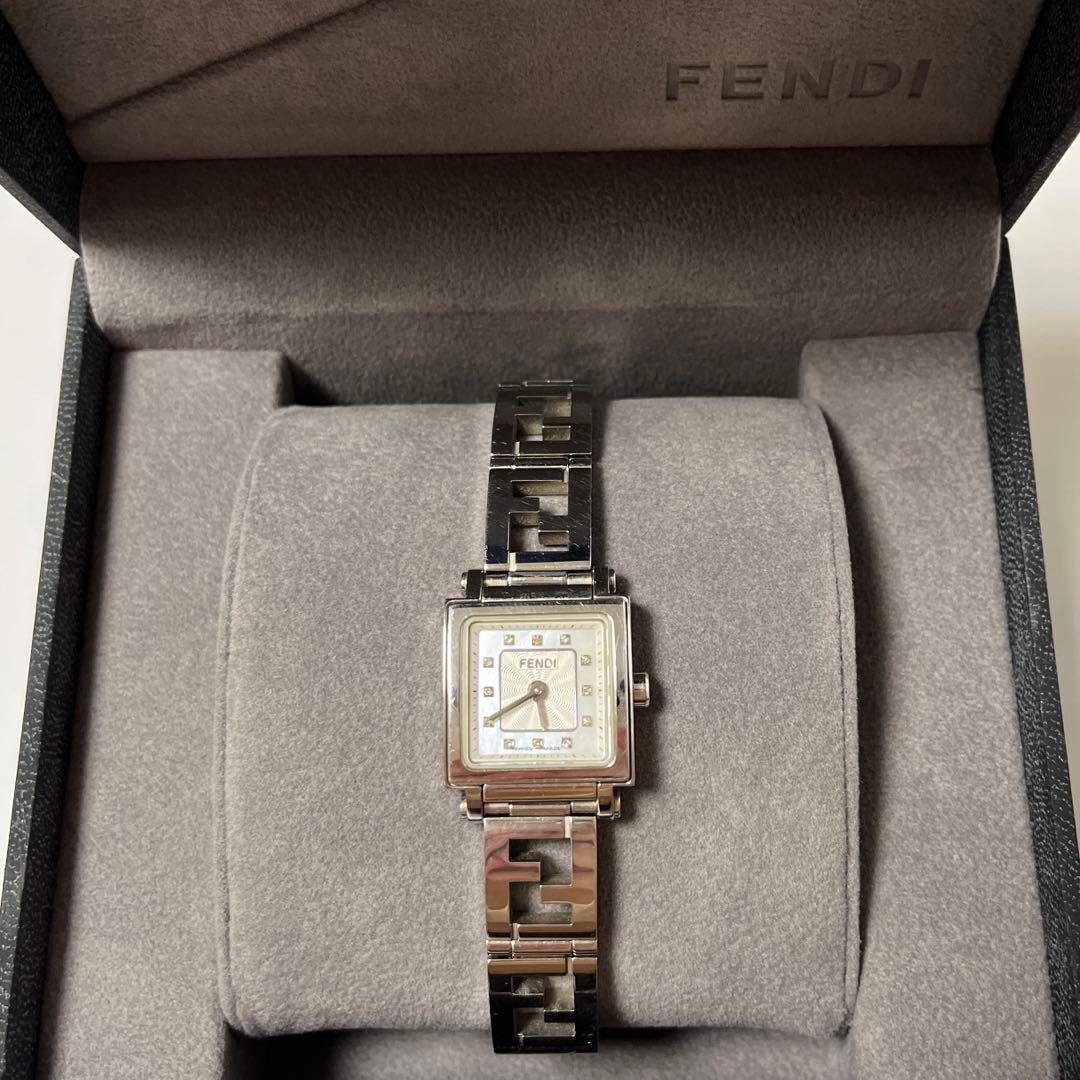 FENDI クアドロ 12Pダイヤ ウォッチ レディース 腕時計 電池交換済み