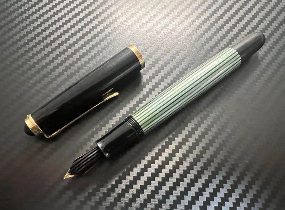 ペリカン 400NN M&K 万年筆 EF 極細字 緑縞