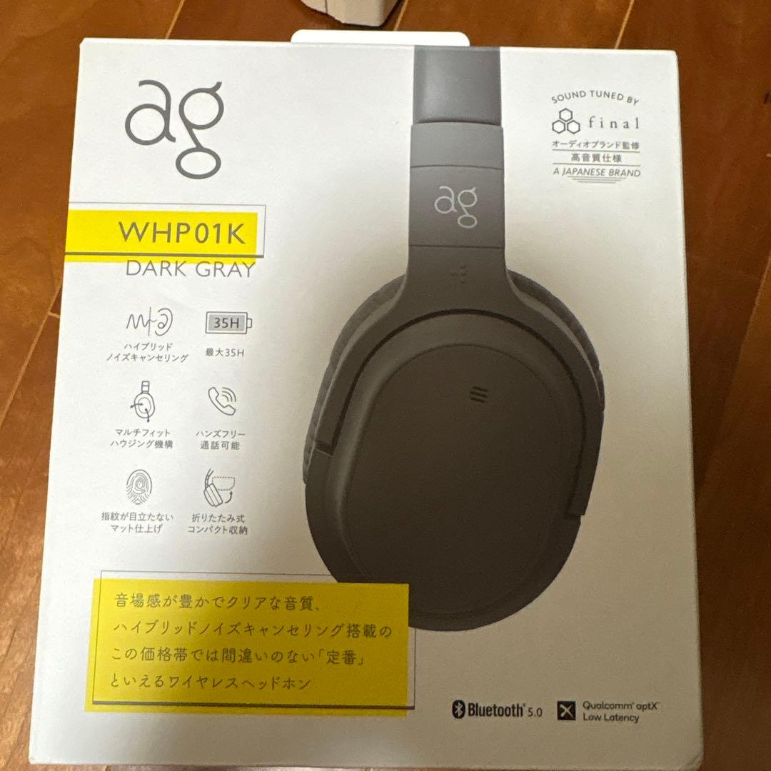 ag WHP01K ワイヤレスヘッドホン ダークグレー