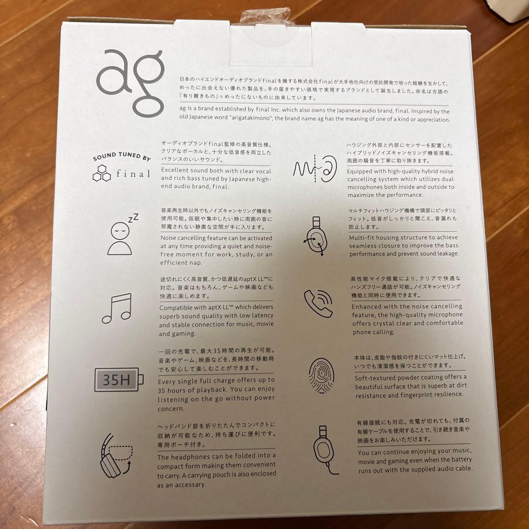 ag WHP01K ワイヤレスヘッドホン ダークグレー