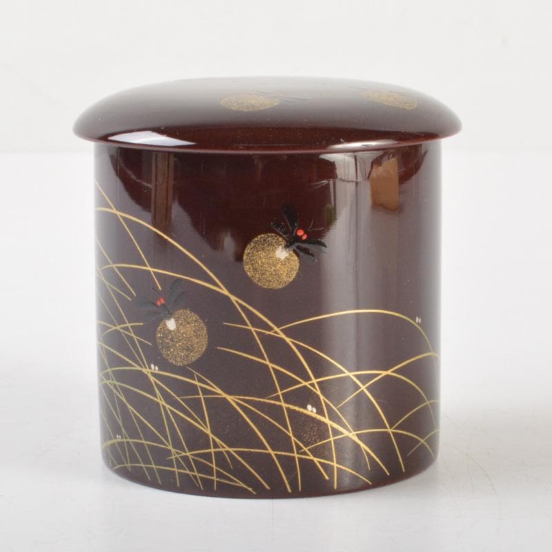 茶道具　塗師　牧田芳祥作　蛍蒔絵　金輪寺　茶器　共箱　V　6484