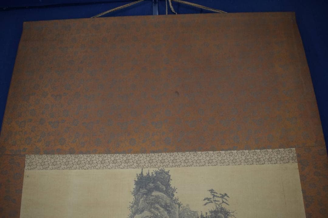 長康/山水人物図/掛軸☆宝船☆Y-814　JM