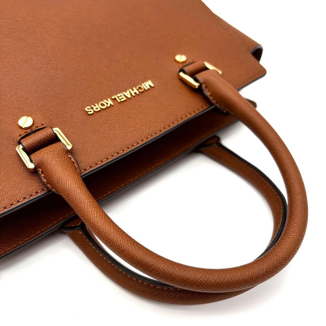 未使用に近い マイケルコース 2way ショルダーバッグ レザー ロゴ ブラウン