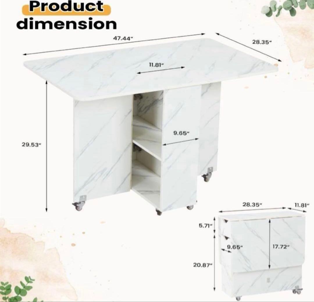 折りたたみダイニングテーブル 万能ドロップリーフダイニングテーブル ロック可能