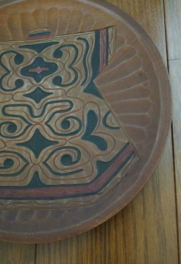 アイヌ アイヌ文様 イタ 着物柄 丸盆 木彫り 民芸