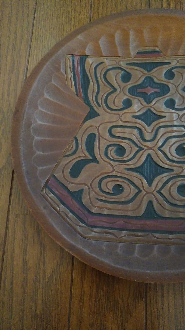 アイヌ アイヌ文様 イタ 着物柄 丸盆 木彫り 民芸