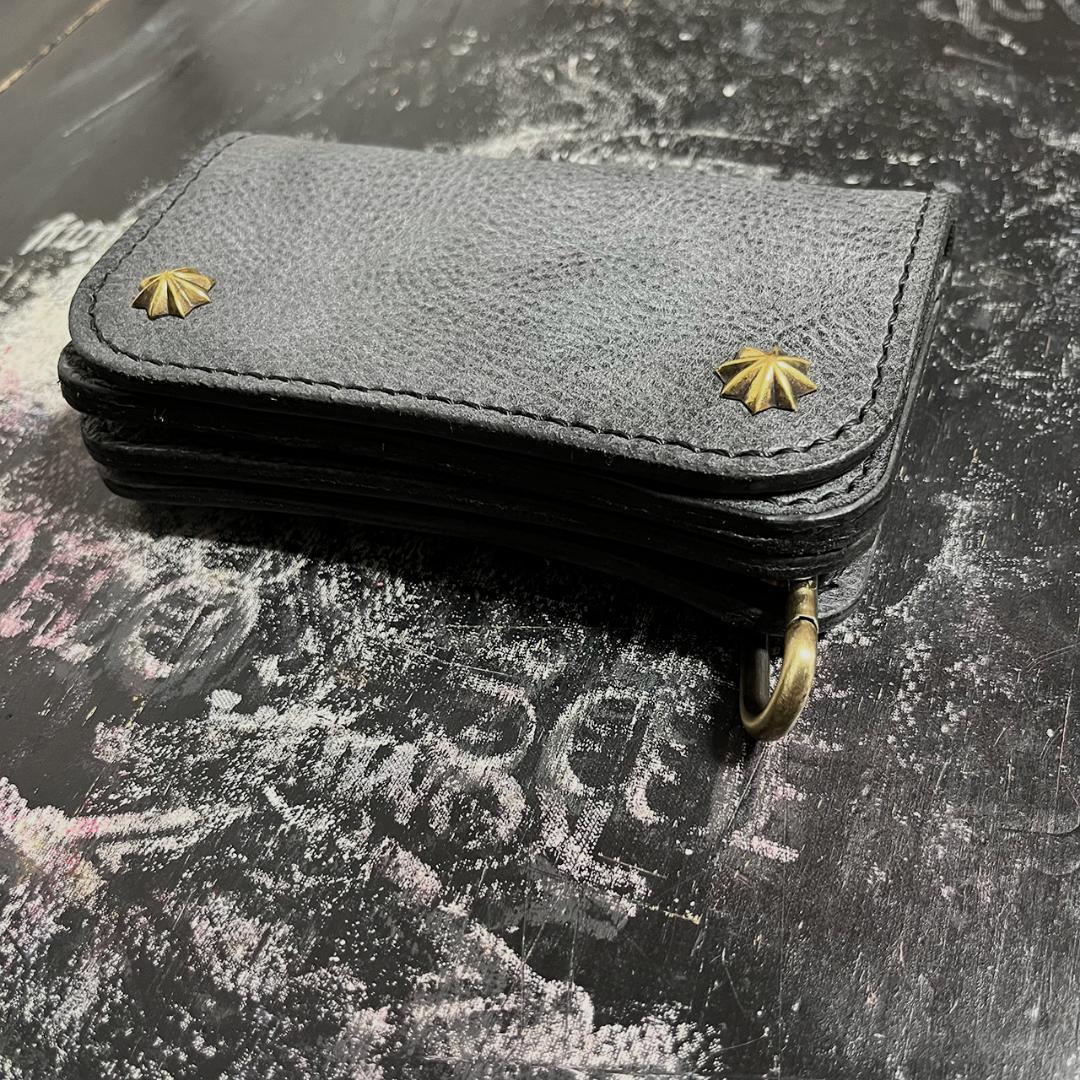 トラッカーウォレット ブラックにエイジング ミドルトラッカーウォレット #335