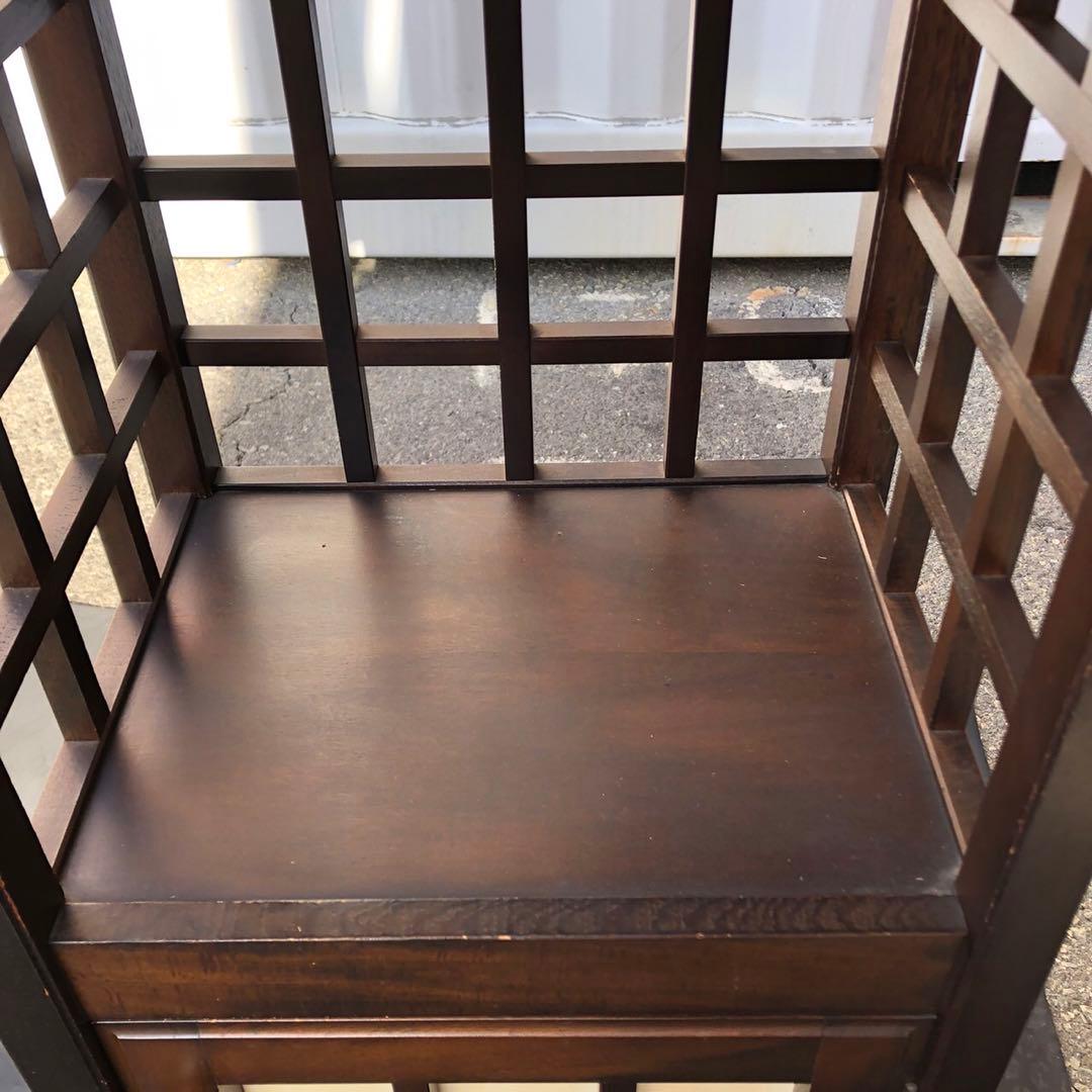 綾野製作所　木製電話台・ファックス台 ダークブラウン