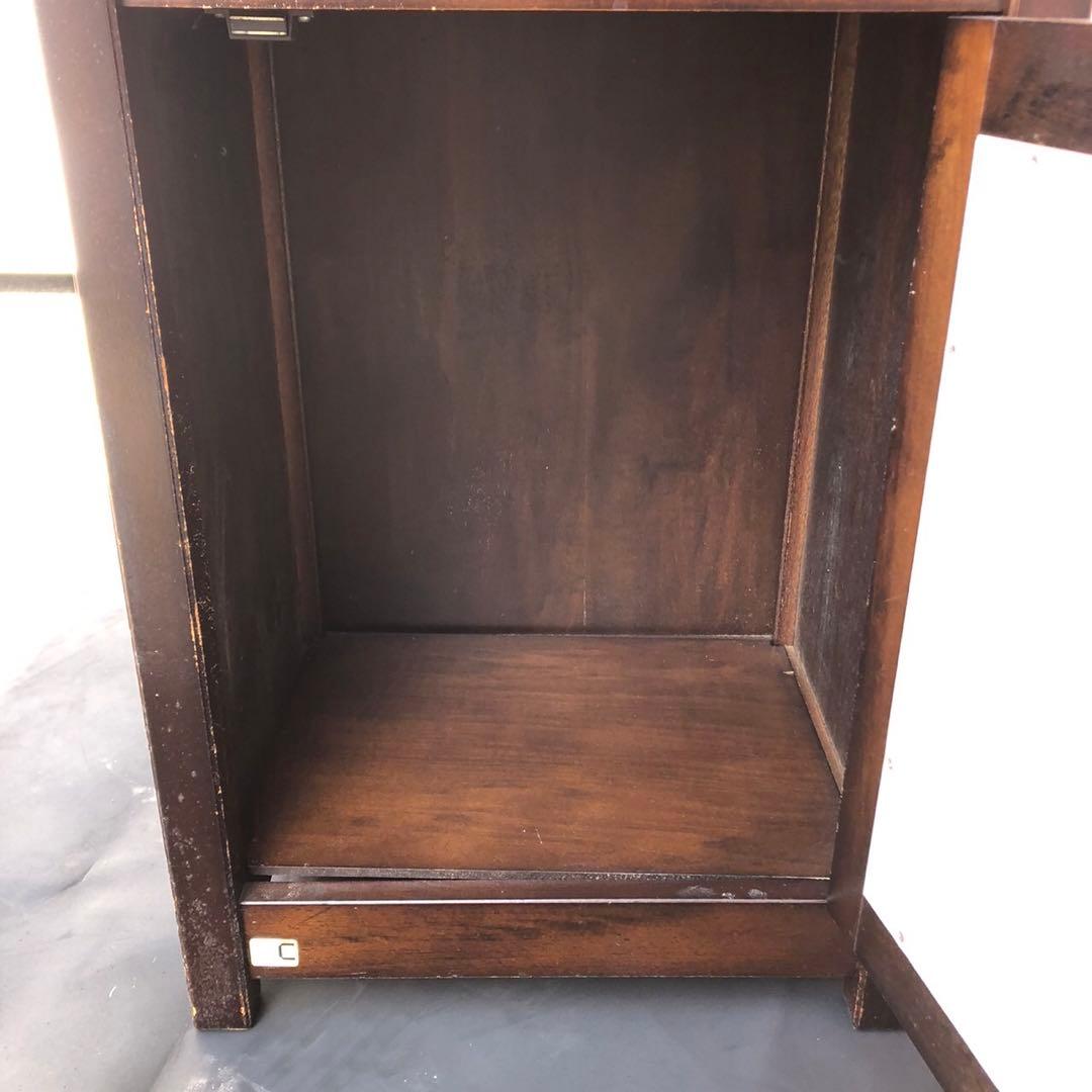 綾野製作所　木製電話台・ファックス台 ダークブラウン