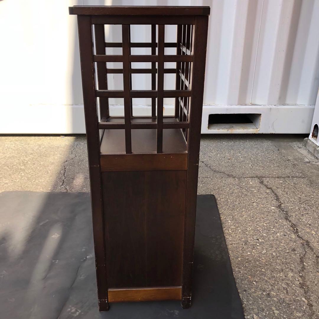 綾野製作所　木製電話台・ファックス台 ダークブラウン