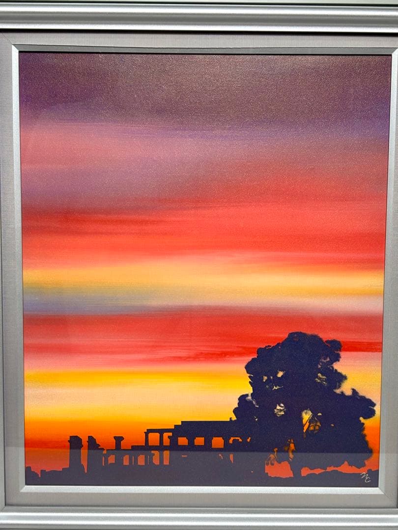 #鎮西直秀 「神々の空 エギナ・アファイア神殿」 油彩画 8号