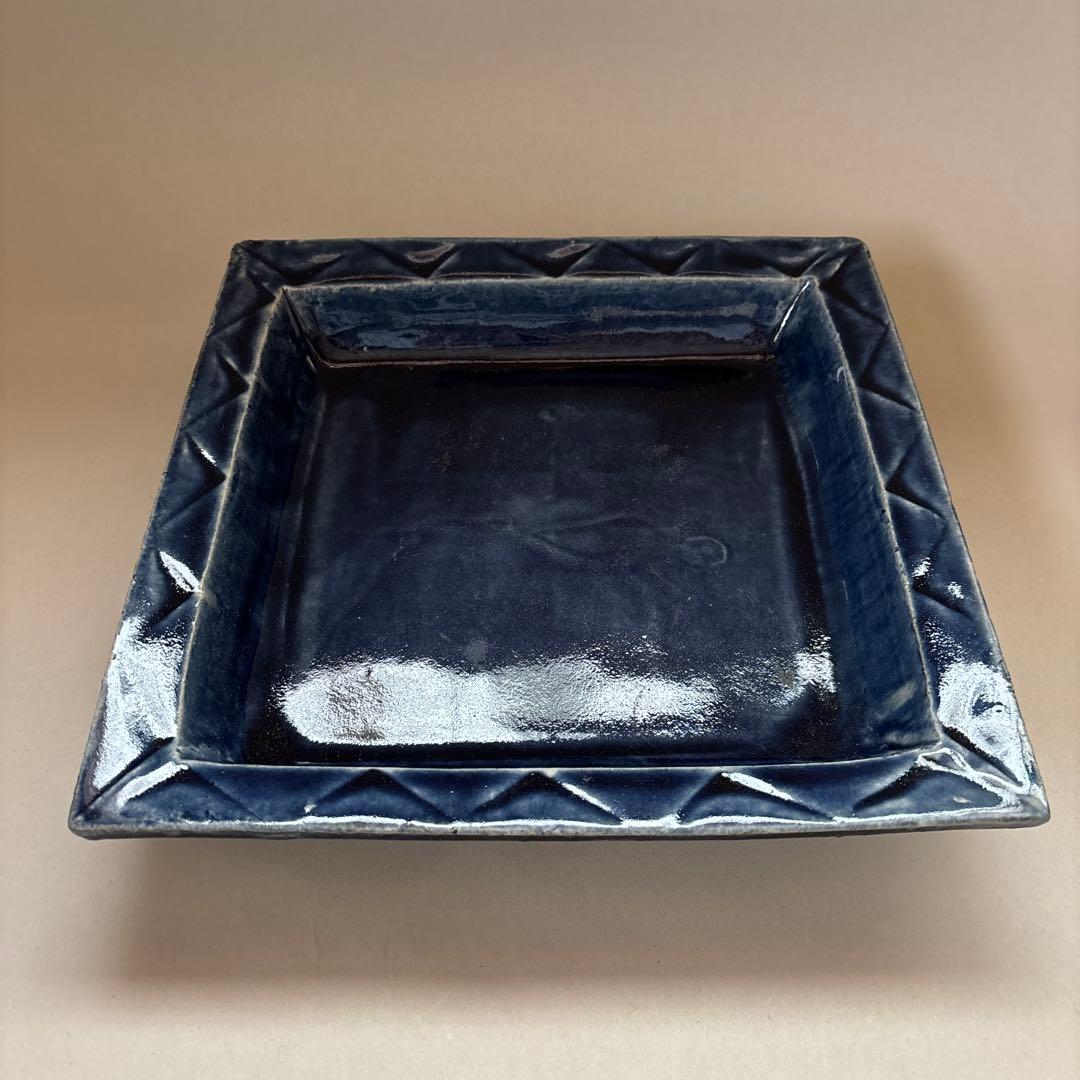 専用　多々納弘光　出西窯　呉須釉押紋角鉢　民藝　角皿