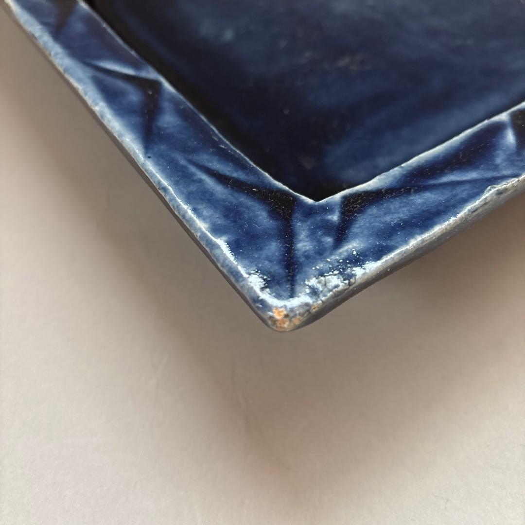 専用　多々納弘光　出西窯　呉須釉押紋角鉢　民藝　角皿