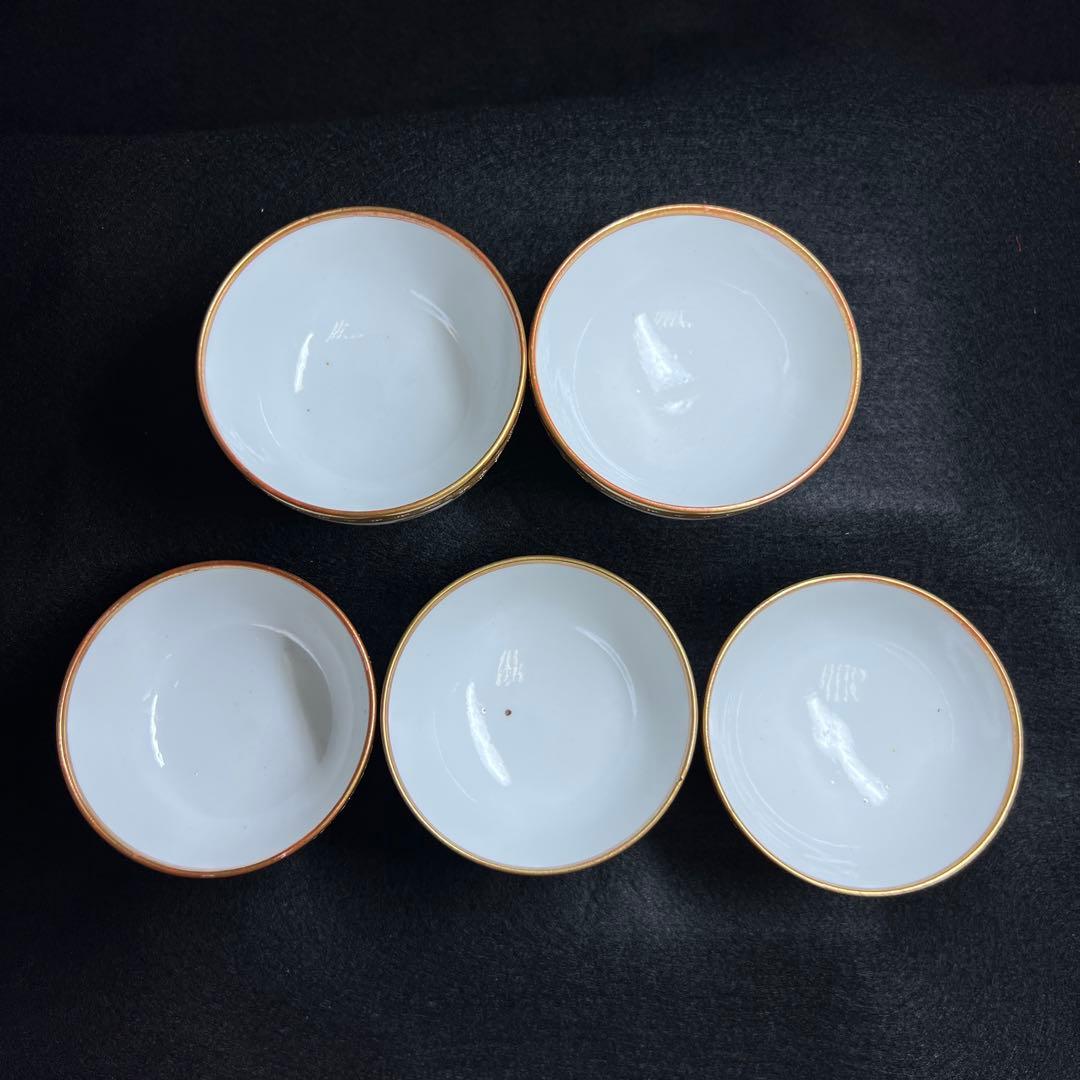 明治時代　九谷焼　金蘭手人物画煎茶器セット　木箱　東Y8-0108☆2Fトヒサカ