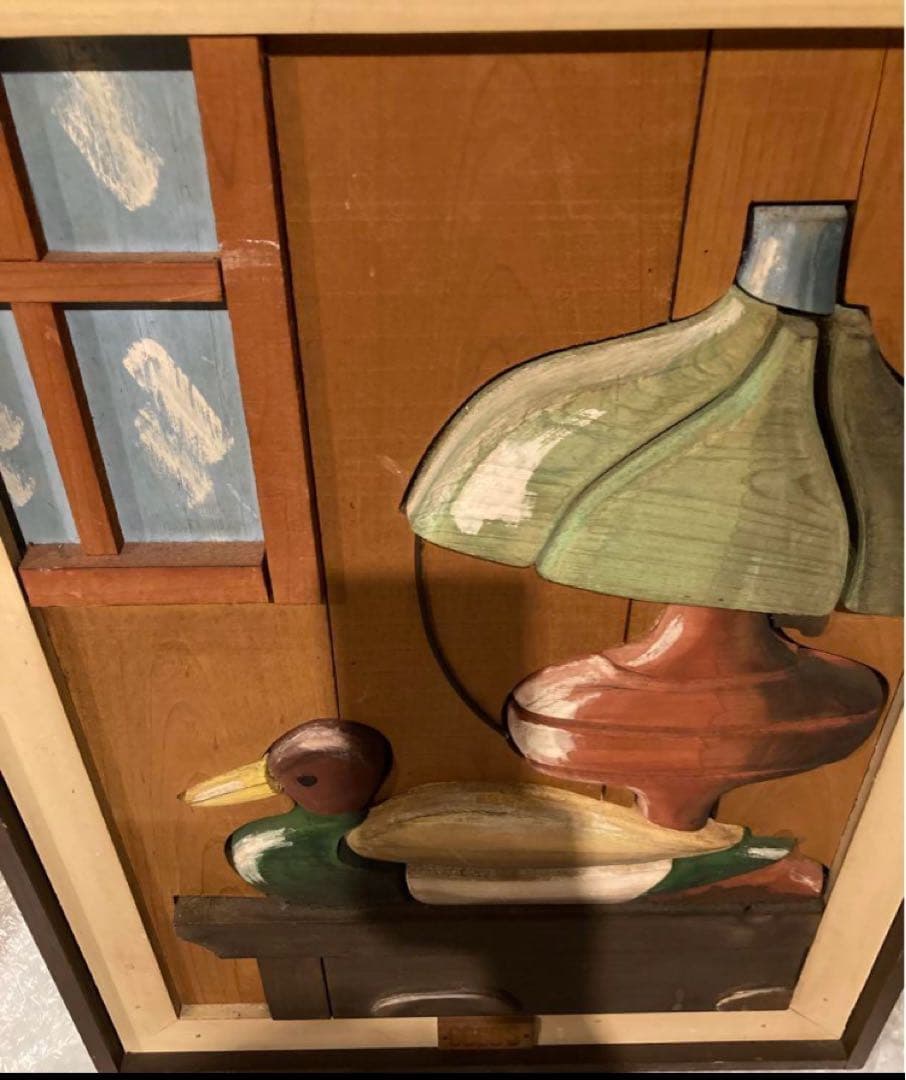 希少品 ココス 木彫り 立体 木製看板 ウッドアート 絵