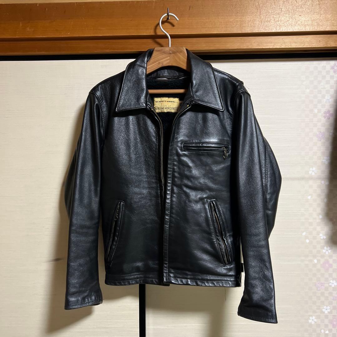 SCHOTT 馬革ライダース　黒　642H