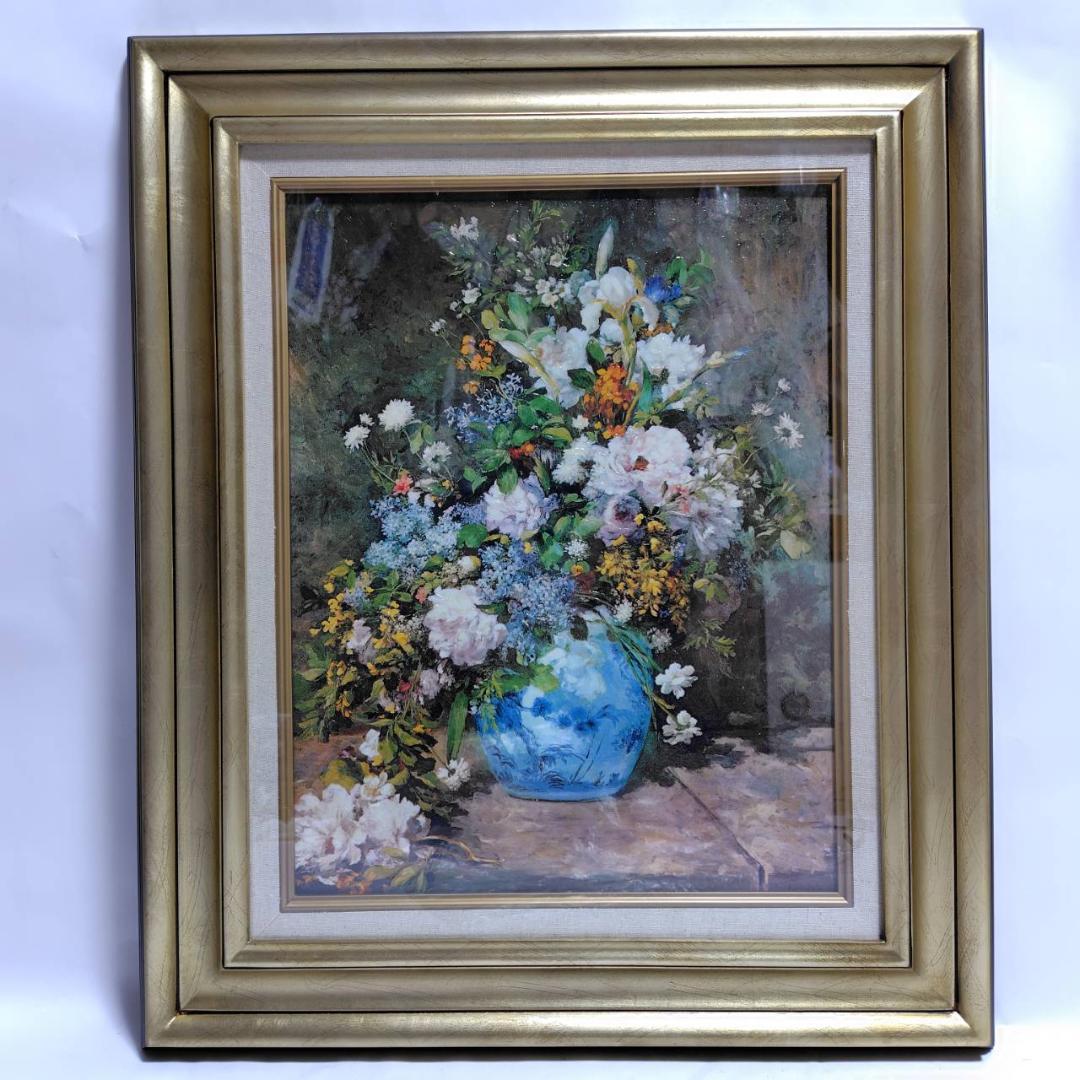 春の花 ルノアール 6号 立体複製名画 額装 油彩画風直筆仕上げ