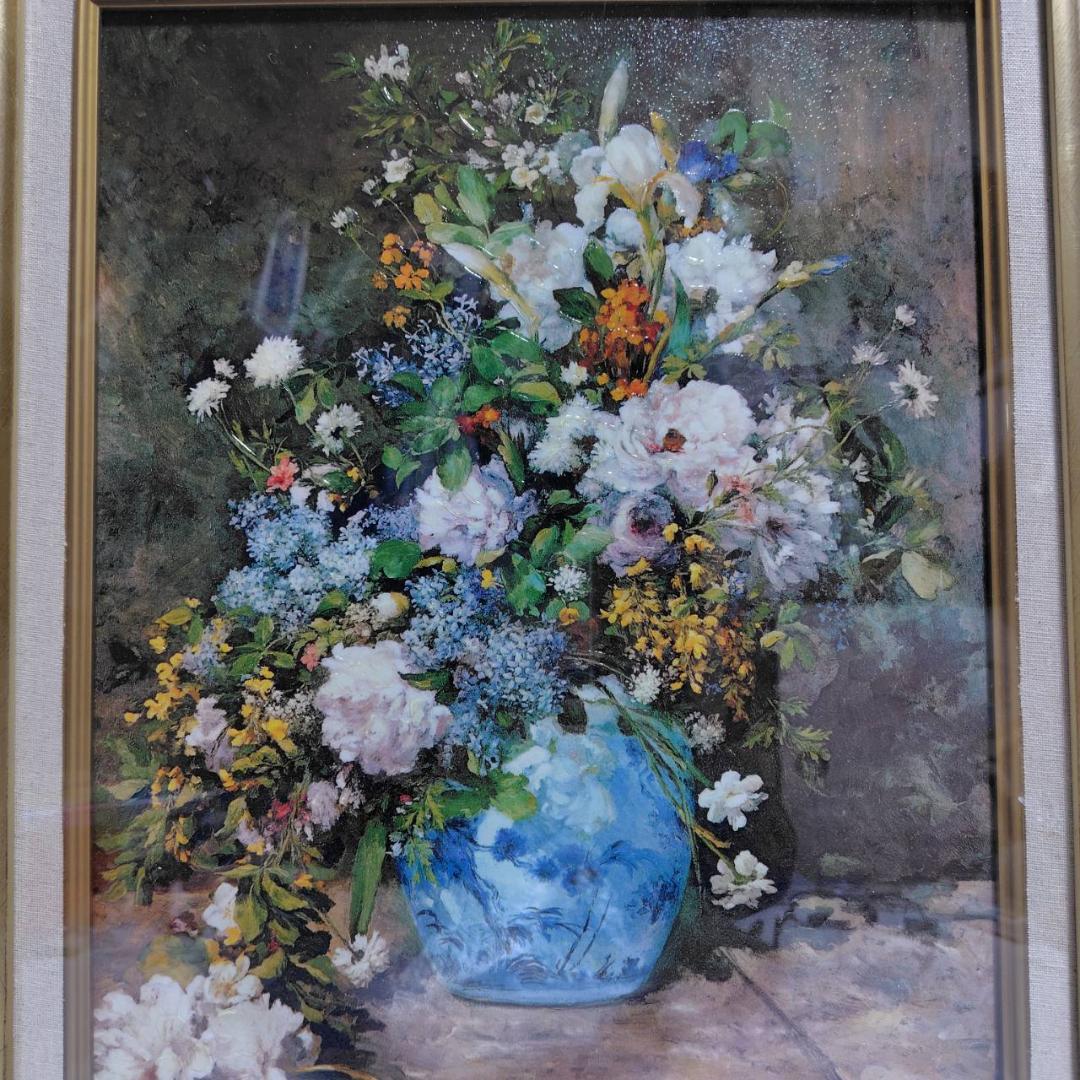春の花 ルノアール 6号 立体複製名画 額装 油彩画風直筆仕上げ