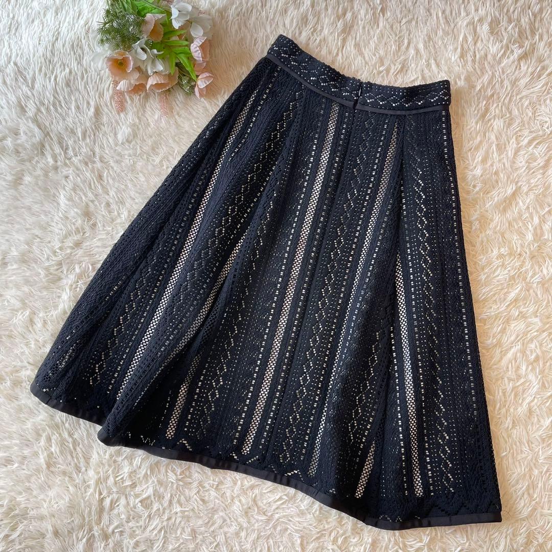 極美品 M'S GRACY 2022年 レース スカート ブラック 40