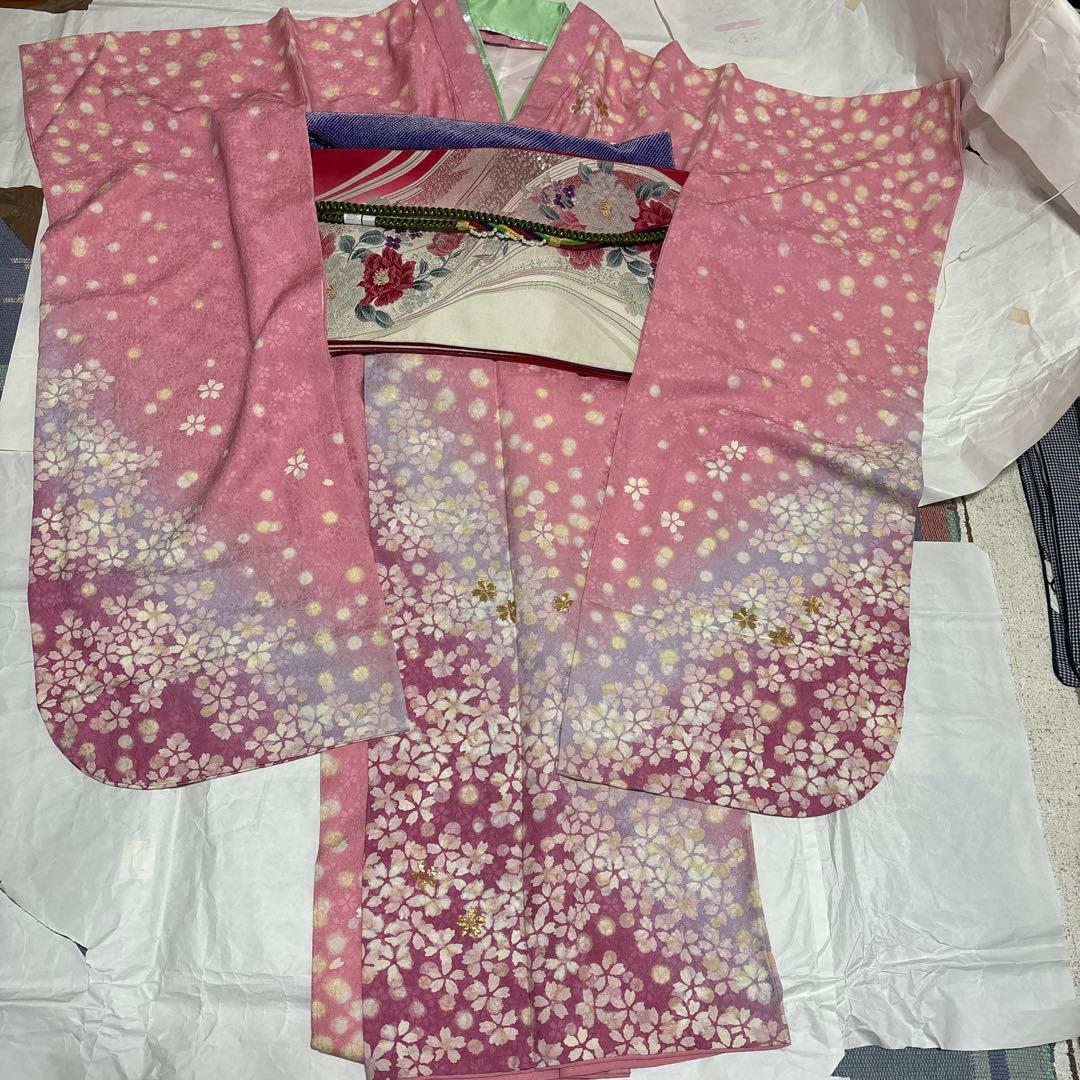 ❤️振袖　着丈174cm 袖丈69cm M〜Ｌ 袋帯　6点フルセット　正絹
