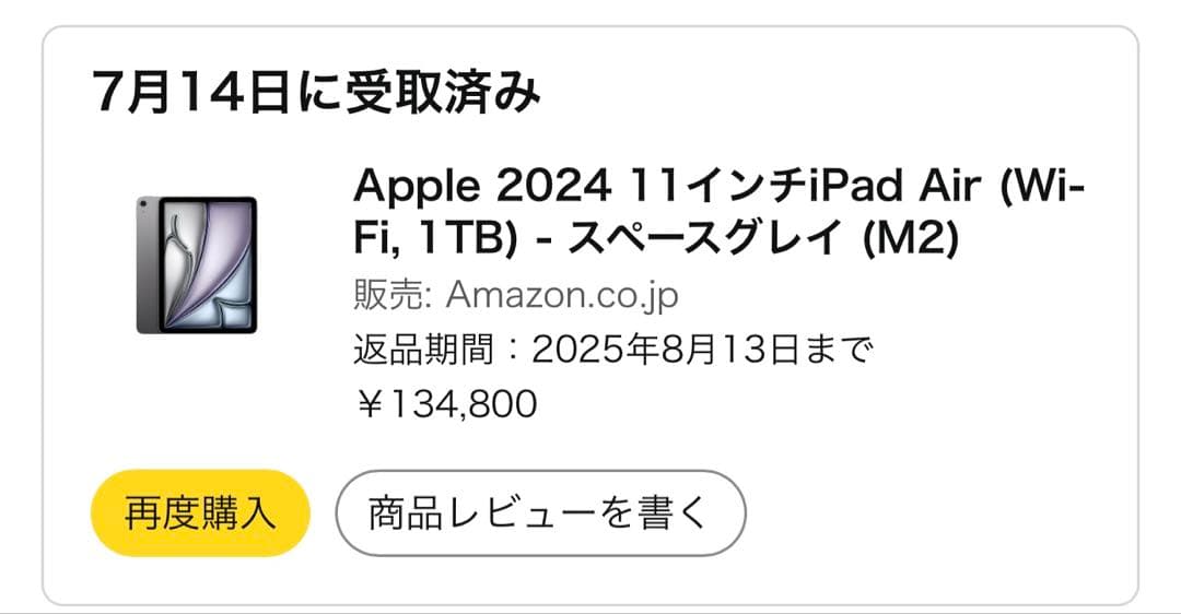 高級ケース付 極美品 iPad Air M2 1TB 11 インチWi-Fi