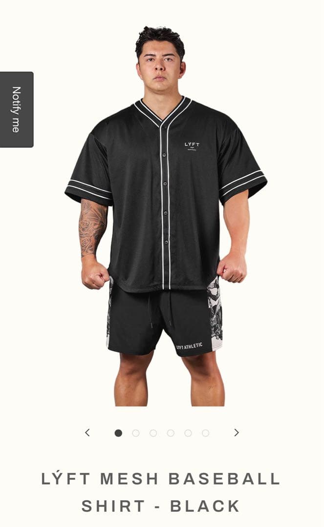 LYFT ATHLETIC メッシュベースボールシャツ ブラック