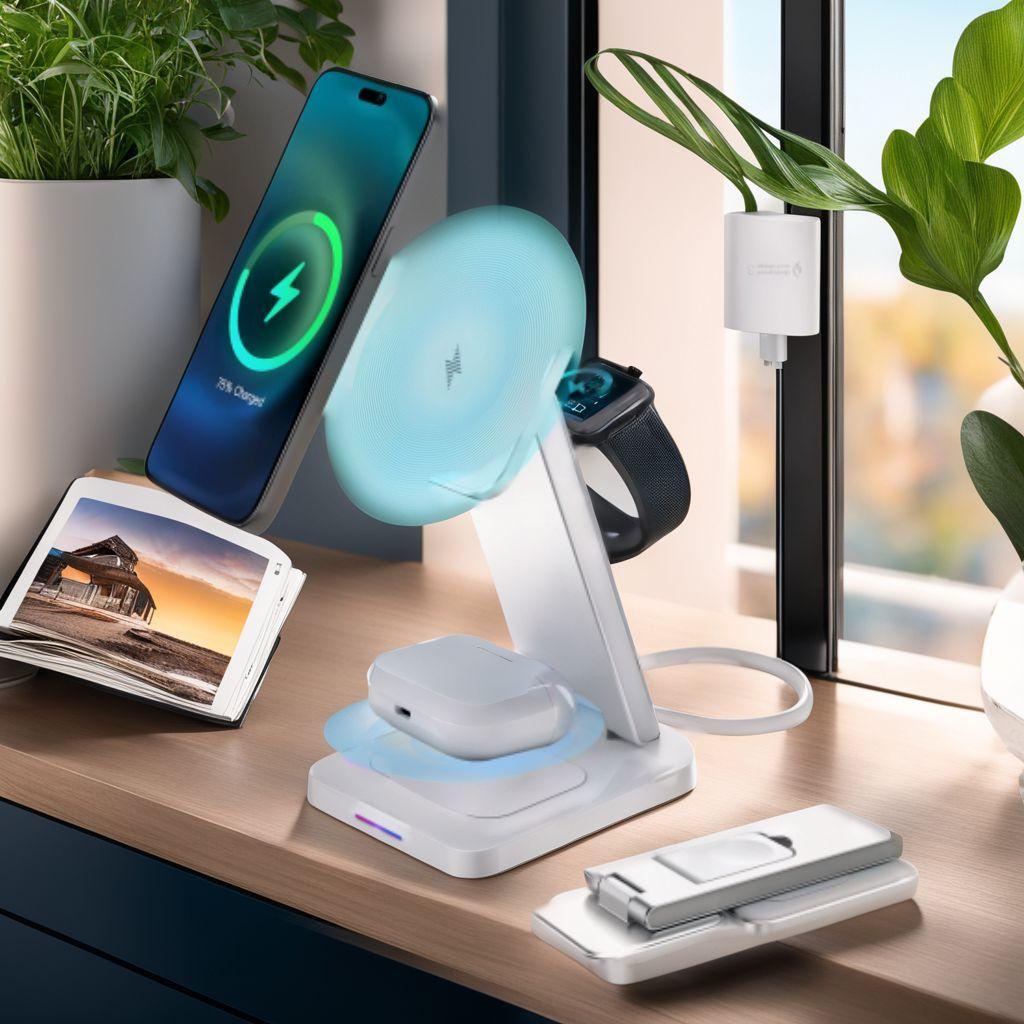 ワイヤレス充電器 磁気充電 3in1 充電器スタンド 折りたたみ式
