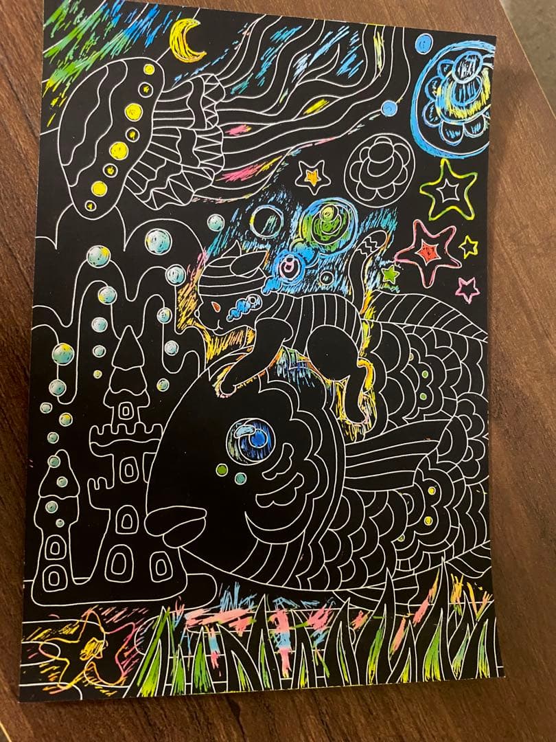 いわくつき現代絵画3点　木製額つき