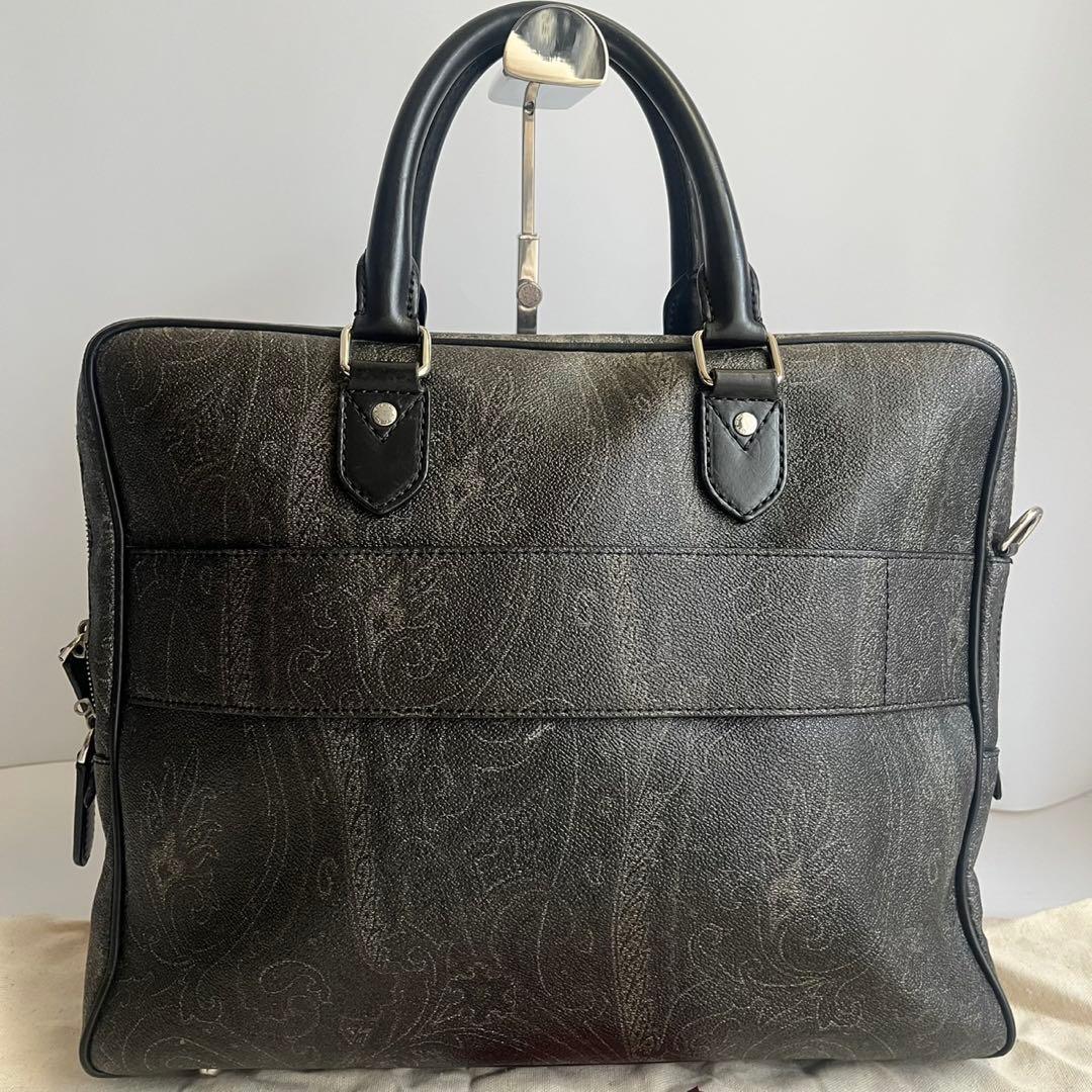 ETRO エトロ ハンドバッグ　ビジネスバッグ　PVC レザー　総柄　メンズ