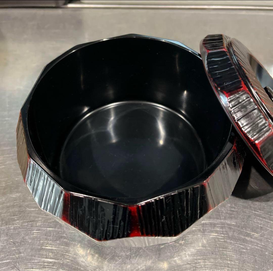 ひつまぶし漆器 八角形 黒と赤の菓子器５ヶセット