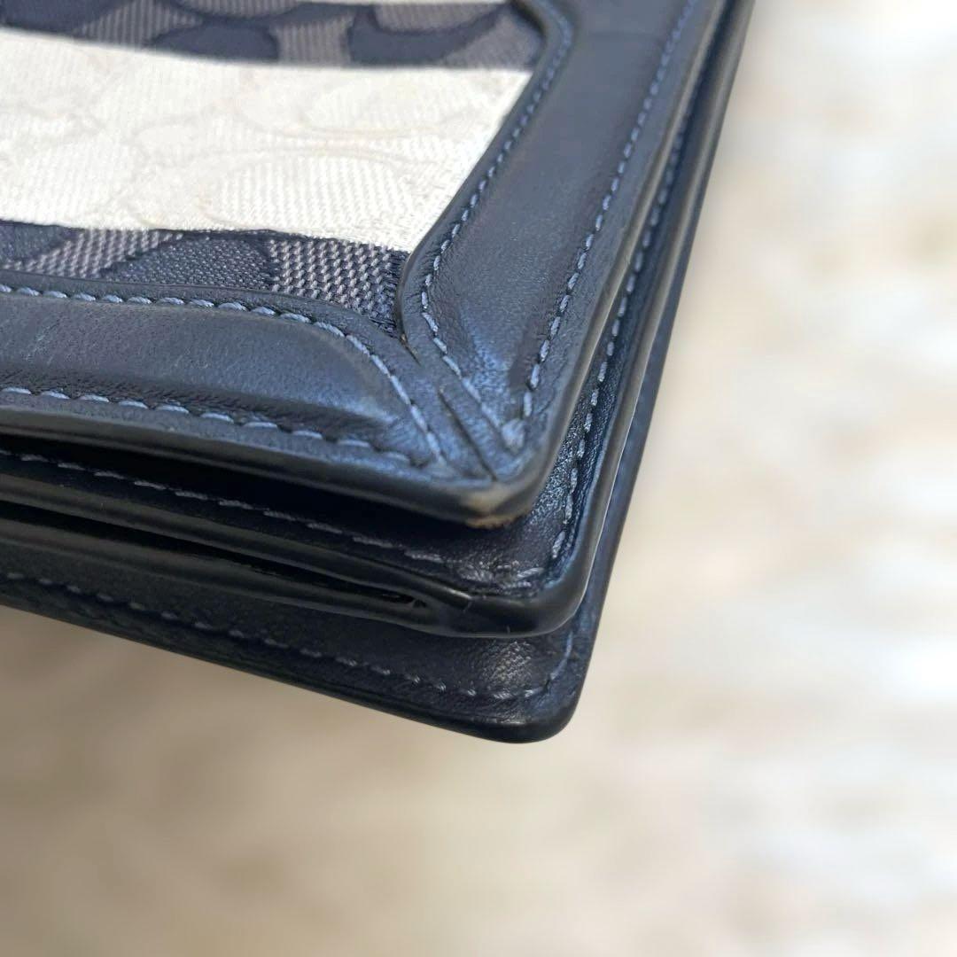 COACH 2way シグネチャ 金ロゴ ネイビー お財布 ショルダーバッグ