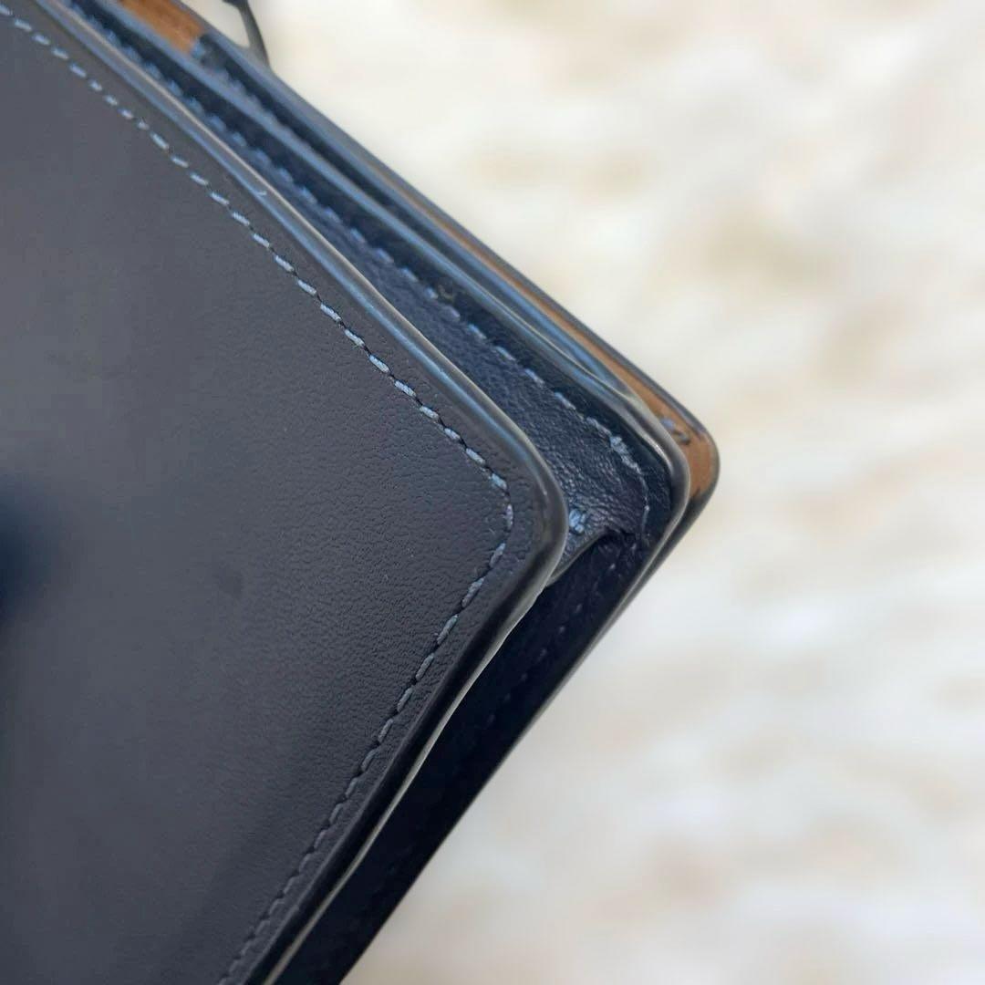 COACH 2way シグネチャ 金ロゴ ネイビー お財布 ショルダーバッグ