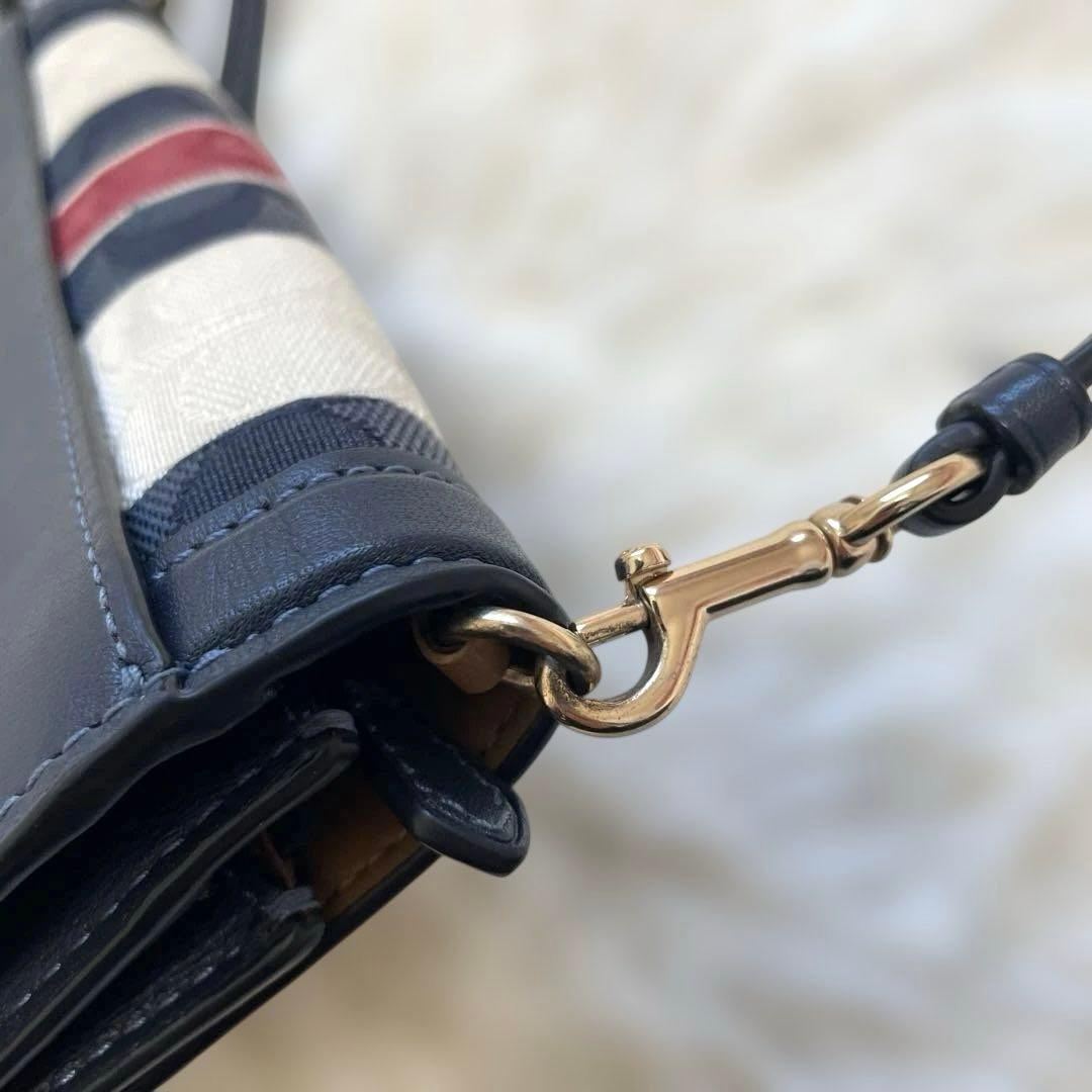COACH 2way シグネチャ 金ロゴ ネイビー お財布 ショルダーバッグ