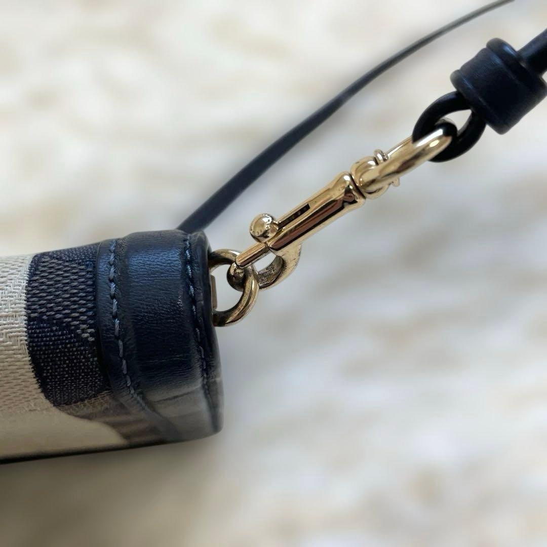 COACH 2way シグネチャ 金ロゴ ネイビー お財布 ショルダーバッグ