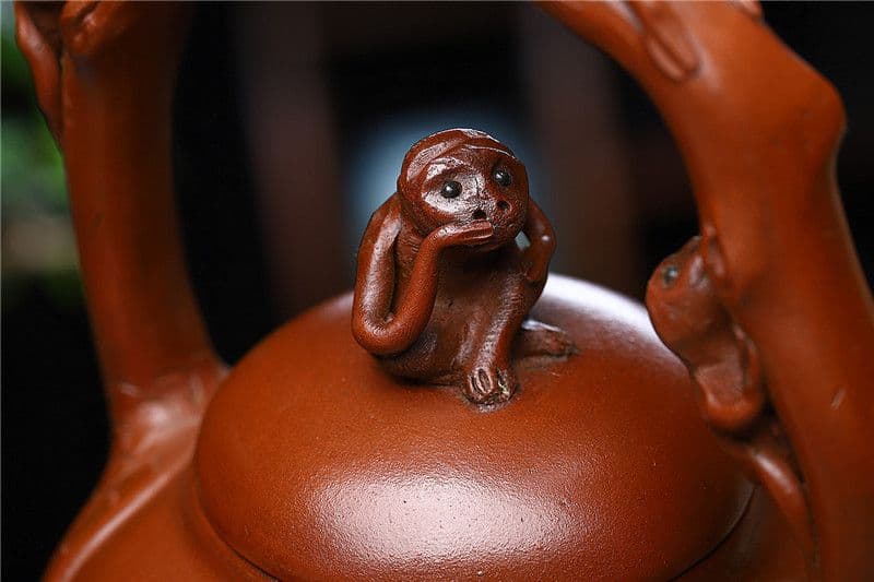 猿の壺紫砂壺 中国古美術  紫泥急須・茶壺・茶道具置物・古置物