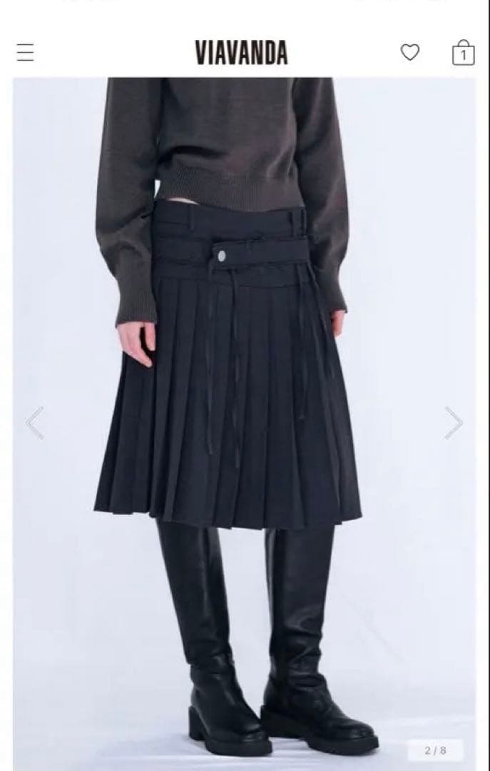 スカート VIAVANDA PLEATED MIDI SKIRT / GRAY