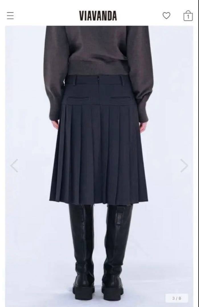 スカート VIAVANDA PLEATED MIDI SKIRT / GRAY