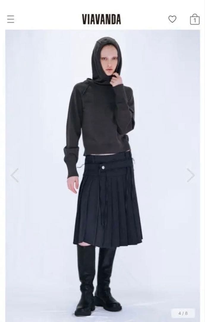 スカート VIAVANDA PLEATED MIDI SKIRT / GRAY