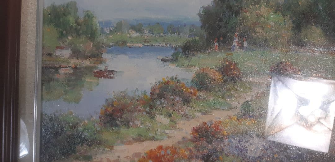 ピエール ロネット 油彩 風景画 額装 f6 印象派