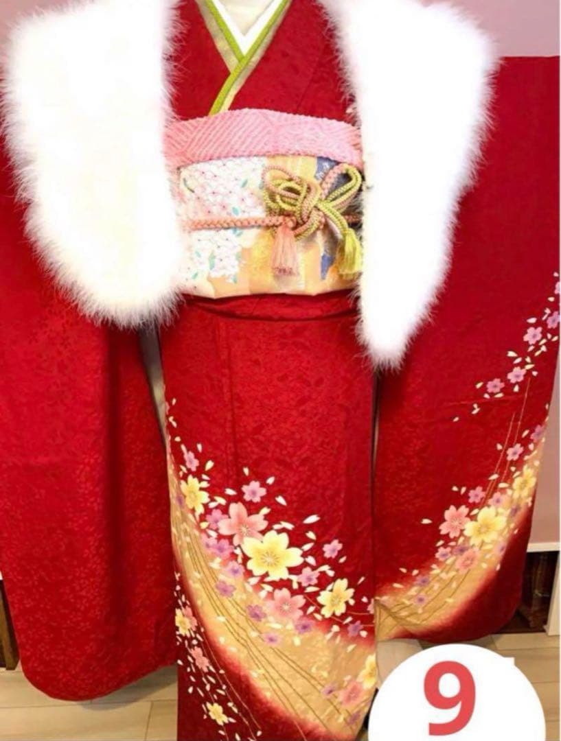 ⑨ 成人式　振袖　ふりそで　着物　振り袖フルセット　着付けセット　帯　長襦袢